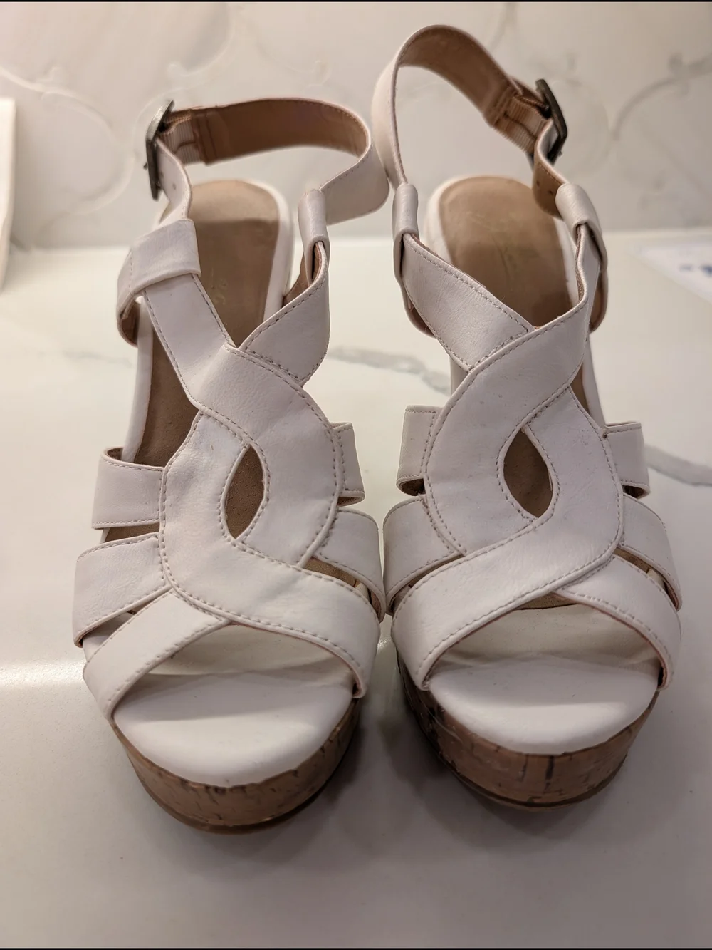 Zodiac Vinnie Women's White Platform Sandals - Elegant Strappy Wedges 8M